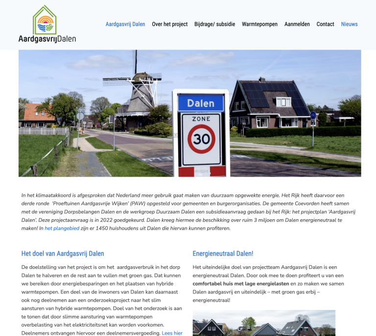 Website AardgasvrijDalen online